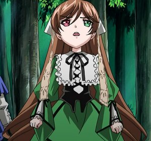 Rating: Safe Score: 0 Tags: 1girl brown_hair dress forest frills green_dress green_eyes heterochromia image long_hair long_sleeves looking_at_viewer nature open_mouth outdoors red_eyes solo suiseiseki tree very_long_hair User: admin