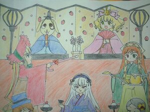 Rating: Safe Score: 0 Tags: 4girls blonde_hair bow dress green_eyes heterochromia hina_ichigo image japanese_clothes long_hair multiple multiple_girls open_mouth red_eyes shinku sisters smile suigintou suiseiseki tagme traditional_media watercolor_(medium) User: admin