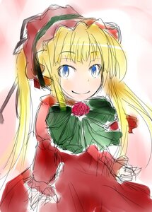 Rating: Safe Score: 0 Tags: 1girl auto_tagged blonde_hair blue_eyes blush bow bowtie dress flower image long_hair long_sleeves looking_at_viewer pink_background red_dress red_flower red_rose rose shinku sketch smile solo twintails upper_body User: admin