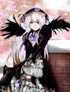 Rating: Safe Score: 0 Tags: 1girl black_dress black_wings blue_eyes dress feathered_wings flower frills gothic_lolita hairband image juliet_sleeves lolita_fashion lolita_hairband long_hair long_sleeves looking_at_viewer puffy_sleeves ribbon silver_hair solo suigintou wings User: admin