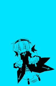 Rating: Safe Score: 0 Tags: 1girl auto_tagged blue_background blue_theme bow dress full_body image monochrome short_hair simple_background solo suigintou User: admin