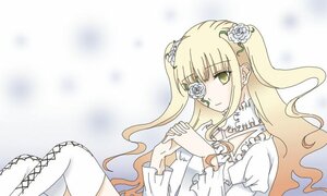 Rating: Safe Score: 0 Tags: 1girl auto_tagged blonde_hair dress eyepatch flower frills green_eyes hair_flower hair_ornament image kirakishou long_hair long_sleeves puffy_sleeves rose solo thighhighs twintails white_dress white_rose User: admin