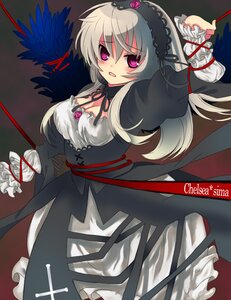 Rating: Safe Score: 0 Tags: 1girl arms_up bdsm blush bondage bound breasts cleavage dress frills hairband image large_breasts long_hair long_sleeves pink_eyes ribbon silver_hair solo suigintou wings User: admin
