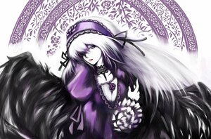 Rating: Safe Score: 0 Tags: 1girl black_wings dress frilled_sleeves frills hairband image long_hair long_sleeves looking_at_viewer ribbon silver_hair solo suigintou upper_body very_long_hair wings User: admin