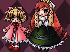 Rating: Safe Score: 0 Tags: 2girls argyle argyle_background blonde_hair blush checkered checkered_background checkered_floor chess_piece chibi dress drill_hair green_eyes heterochromia hina_ichigo hinaichigo image long_hair long_sleeves multiple_girls open_mouth pair pink_bow red_eyes standing suiseiseki tile_floor tiles twin_drills very_long_hair yellow_eyes User: admin