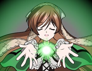 Rating: Safe Score: 0 Tags: 1girl brown_hair closed_eyes dress green_background head_scarf image long_hair long_sleeves open_mouth simple_background smile solo suiseiseki upper_body User: admin