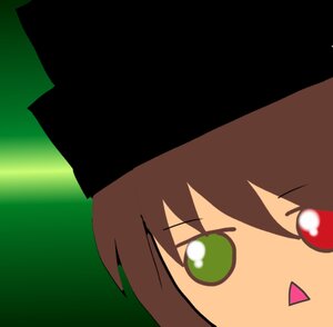 Rating: Safe Score: 0 Tags: 1girl brown_hair green_eyes hair_between_eyes hat image letterboxed parody simple_background solo souseiseki User: admin