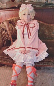 Rating: Safe Score: 0 Tags: 1girl blonde_hair dress hinaichigo ribbon short_hair sitting solo traditional_media watercolor_(medium) User: admin