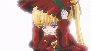 Rating: Safe Score: 0 Tags: 1girl bangs blonde_hair blue_eyes bonnet bow dress hat image long_hair long_sleeves looking_at_viewer red_dress shinku simple_background solo upper_body white_background User: admin