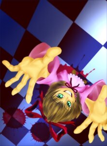 Rating: Safe Score: 0 Tags: 1girl argyle argyle_background argyle_legwear blonde_hair blurry blurry_background blurry_foreground board_game card checkerboard_cookie checkered checkered_background checkered_floor checkered_kimono checkered_skirt chess_piece cookie depth_of_field diamond_(shape) floor foreshortening from_above green_eyes grin hair_ribbon hinaichigo image motion_blur on_floor outstretched_arm outstretched_hand perspective pov race_queen reaching reflection reflective_floor ribbon short_hair smile solo teeth tile_floor tile_wall tiles vanishing_point User: admin