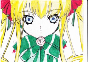 Rating: Safe Score: 0 Tags: 1girl bangs blonde_hair blue_eyes blush bow bowtie eyebrows_visible_through_hair flower image long_hair looking_at_viewer marker_(medium) portrait rose shikishi shinku sidelocks simple_background solo striped traditional_media twintails white_background User: admin