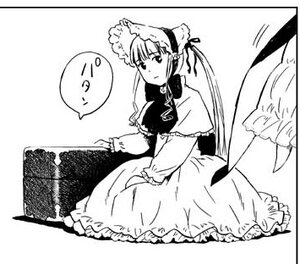 Rating: Safe Score: 0 Tags: 1girl dress frills full_body greyscale hat image long_hair long_sleeves looking_at_viewer monochrome shinku simple_background sitting solo speech_bubble very_long_hair white_background User: admin