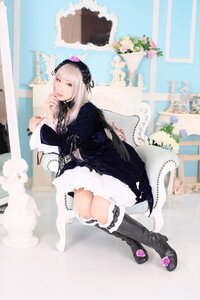Rating: Safe Score: 0 Tags: 1girl blurry boots building city dress flower frills gothic_lolita hairband lolita_fashion long_sleeves photo solo suigintou User: admin