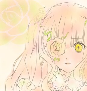 Rating: Safe Score: 0 Tags: 1girl bare_shoulders blush dress hair_ornament image kirakishou leaf long_hair looking_at_viewer pink_hair smile solo yellow_eyes User: admin