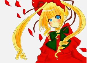 Rating: Safe Score: 0 Tags: 1girl blonde_hair blue_eyes blush bow dress drill_hair flower image long_hair long_sleeves looking_at_viewer petals red_dress ribbon rose_petals shinku solo twin_drills twintails upper_body User: admin