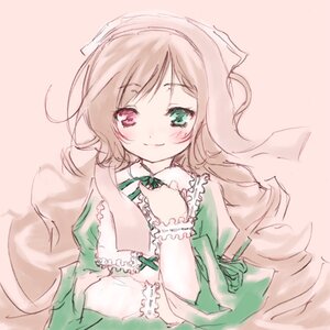 Rating: Safe Score: 0 Tags: 1girl blush brown_hair commentary_request dress face frills green_dress green_eyes hat heterochromia image lolita_fashion long_hair long_sleeves looking_at_viewer pink_background pokomi red_eyes rozen_maiden simple_background sketch smile solo suiseiseki upper_body very_long_hair User: admin