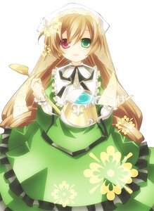 Rating: Safe Score: 0 Tags: 1girl :d blonde_hair brown_hair dress frills green_dress green_eyes heterochromia image long_hair long_sleeves looking_at_viewer open_mouth red_eyes smile solo suiseiseki very_long_hair watering_can white_background User: admin