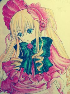 Rating: Safe Score: 0 Tags: 1girl blonde_hair blue_eyes bonnet bow dress drill_hair flower frills image long_hair long_sleeves looking_at_viewer marker_(medium) millipen_(medium) pink_flower pink_rose red_flower red_rose ringlets rose shinku sidelocks simple_background solo traditional_media twin_drills upper_body yellow_background User: admin