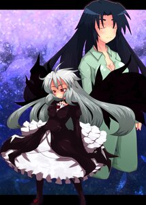 Rating: Safe Score: 0 Tags: 2girls black_hair breasts cleavage closed_eyes dress image kakizaki_megu letterboxed long_hair multiple_girls pantyhose red_eyes solo suigintou very_long_hair User: admin