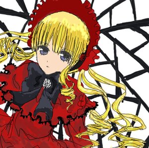 Rating: Safe Score: 0 Tags: 1girl blonde_hair blue_eyes bonnet bow bowtie dress drill_hair frills image long_hair long_sleeves looking_at_viewer red_dress rose shinku simple_background solo twin_drills twintails white_background User: admin