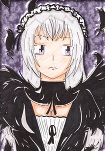 Rating: Safe Score: 0 Tags: 1girl black_feathers black_hairband choker closed_mouth feathers flower hairband image lolita_hairband long_hair looking_at_viewer purple_eyes silver_hair solo suigintou tears upper_body User: admin