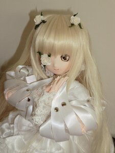 Rating: Safe Score: 0 Tags: 1girl bangs blonde_hair brown_eyes doll dress flower hair_flower hair_ornament kirakishou lace long_hair rose solo stuffed_animal upper_body white_dress white_flower white_rose User: admin