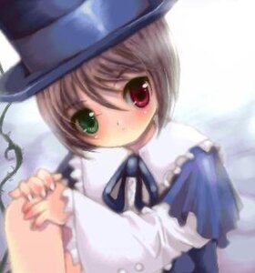 Rating: Safe Score: 0 Tags: 1girl auto_tagged blue_dress blue_headwear blurry blush brown_hair depth_of_field dress frills green_eyes hat holding_hands image interlocked_fingers long_sleeves looking_at_viewer red_eyes short_hair solo solo_focus souseiseki upper_body User: admin