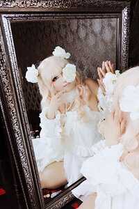 Rating: Safe Score: 0 Tags: 1girl blonde_hair dress flower hair_ornament kirakishou lips photo solo white_dress white_hair User: admin