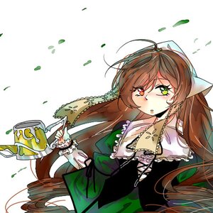 Rating: Safe Score: 0 Tags: 1girl brown_hair confetti dress eighth_note frills green_dress green_eyes heterochromia image leaf long_hair long_sleeves looking_at_viewer musical_note red_eyes solo suiseiseki very_long_hair watering_can User: admin