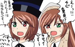 Rating: Safe Score: 0 Tags: brown_hair green_eyes hat heterochromia image multiple_views open_mouth pair red_eyes siblings simple_background sisters souseiseki speech_bubble suiseiseki sweat sweatdrop top_hat twins white_background User: admin
