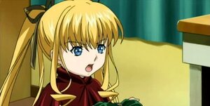 Rating: Safe Score: 0 Tags: 1girl blonde_hair blue_eyes hair_ribbon image indoors long_hair long_sleeves open_mouth ribbon shinku sidelocks solo twintails upper_body User: admin