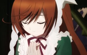 Rating: Safe Score: 0 Tags: 1girl brown_hair closed_eyes closed_mouth dress frills image long_sleeves neck_ribbon ribbon short_hair solo suiseiseki User: admin