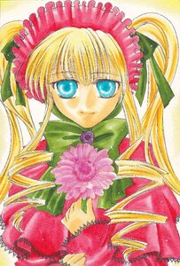 Rating: Safe Score: 0 Tags: 1girl blonde_hair blue_eyes bonnet bow bowtie dress drill_hair flower frills green_bow green_neckwear image long_hair long_sleeves looking_at_viewer marker_(medium) photo pink_flower pink_rose red_dress rose shinku sidelocks simple_background smile solo traditional_media twin_drills twintails upper_body watercolor_(medium) yellow_background User: admin