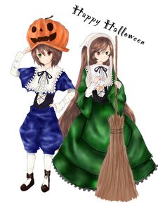 Rating: Safe Score: 0 Tags: 2girls brown_hair dress green_dress green_eyes halloween hat head_scarf heterochromia image jack-o'-lantern long_hair looking_at_viewer multiple_girls pair pantyhose pumpkin red_eyes short_hair siblings sisters smile souseiseki suiseiseki twins white_legwear User: admin