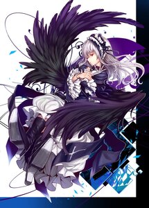 Rating: Safe Score: 0 Tags: 1girl black_wings boots dress feathers flower frilled_sleeves frills full_body gothic_lolita hairband image lolita_fashion lolita_hairband long_hair long_sleeves looking_at_viewer red_eyes ribbon rose silver_hair solo suigintou wings User: admin