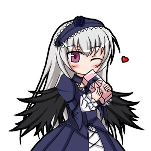 Rating: Safe Score: 0 Tags: 1girl artist_request black_wings blush box dress flower frills gift grey_hair hairband heart holding holding_gift image juliet_sleeves long_hair long_sleeves looking_at_viewer one_eye_closed purple_eyes rose rozen_maiden silver_hair simple_background solo suigintou white_background wings User: admin