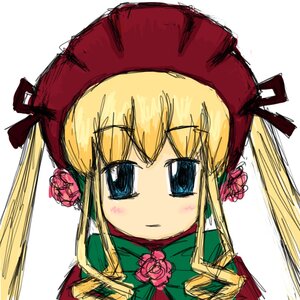 Rating: Safe Score: 0 Tags: 1girl blonde_hair blue_eyes blush blush_stickers bonnet flower hat image long_hair looking_at_viewer rose shinku sidelocks simple_background solo twintails white_background User: admin