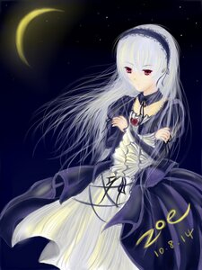 Rating: Safe Score: 0 Tags: 1girl black_dress crescent_moon dress flower frilled_sleeves frills hairband image long_hair long_sleeves moon night night_sky red_eyes rose sky solo star_(sky) starry_sky suigintou very_long_hair wings User: admin