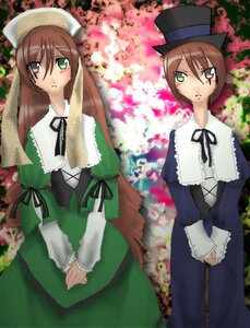 Rating: Safe Score: 0 Tags: blue_dress brown_hair dress frills green_dress green_eyes hat head_scarf heterochromia image long_hair long_sleeves looking_at_viewer multiple_girls pair red_eyes siblings sisters souseiseki standing suiseiseki top_hat twins very_long_hair User: admin