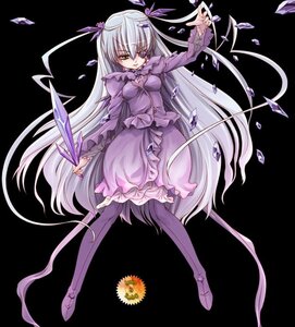 Rating: Safe Score: 0 Tags: 1girl barasuishou dress flower frills full_body hair_ribbon holding image long_hair long_sleeves pantyhose ribbon shadow silver_hair solo standing transparent_background two_side_up very_long_hair User: admin
