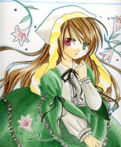 Rating: Safe Score: 0 Tags: 1girl black_ribbon brown_hair dress flower frills green_dress green_eyes hat head_scarf heterochromia image long_hair long_sleeves looking_at_viewer marker_(medium) pastel_(medium) plant red_eyes ribbon solo suiseiseki traditional_media very_long_hair watercolor_(medium) watering_can white_background User: admin