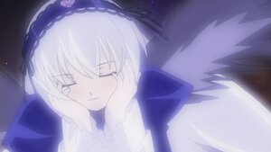 Rating: Safe Score: 0 Tags: 1girl bangs black_wings blush closed_eyes closed_mouth dress eyebrows_visible_through_hair facing_viewer frills hairband image indoors long_sleeves ribbon solo suigintou wings User: admin