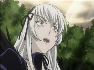 Rating: Safe Score: 0 Tags: 1girl black_ribbon hairband image long_hair open_mouth outdoors ribbon solo suigintou tree User: admin