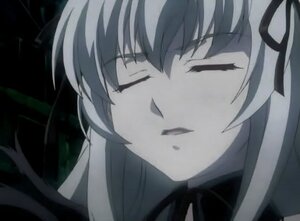 Rating: Safe Score: 0 Tags: 1girl close-up closed_eyes face image monochrome ribbon simple_background solo suigintou User: admin