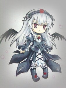 Rating: Safe Score: 0 Tags: 1girl black_wings dress flower frills full_body hairband image lolita_fashion long_hair long_sleeves looking_at_viewer pink_eyes ribbon rose silver_hair solo standing suigintou traditional_media wings User: admin