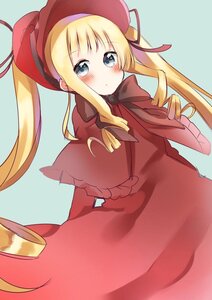 Rating: Safe Score: 0 Tags: 1girl bangs blonde_hair blue_eyes blush bonnet bow capelet dress drill_hair eyebrows_visible_through_hair hat image long_hair long_sleeves looking_at_viewer red_capelet red_dress shinku simple_background solo twin_drills twintails User: admin