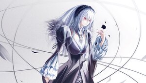 Rating: Safe Score: 0 Tags: 1girl black_dress breasts cleavage closed_mouth dress flower frills hairband image long_hair long_sleeves red_eyes silver_hair solo suigintou wide_sleeves User: admin