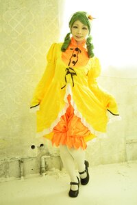 Rating: Safe Score: 0 Tags: 1girl black_footwear dress flower frills full_body green_hair hair_ornament kanaria mary_janes pantyhose shoes smile solo standing white_legwear yellow_dress User: admin