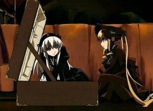 Rating: Safe Score: 0 Tags: 2girls dress hairband image long_hair long_sleeves multiple_girls pair shinku silver_hair sitting suigintou User: admin