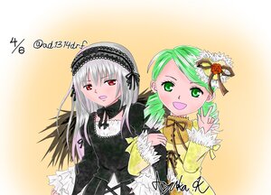 Rating: Safe Score: 0 Tags: 2girls black_ribbon dress flower frills green_eyes green_hair hairband image kanaria lolita_hairband long_hair long_sleeves looking_at_viewer multiple_girls open_mouth pair red_eyes ribbon silver_hair smile suigintou User: admin